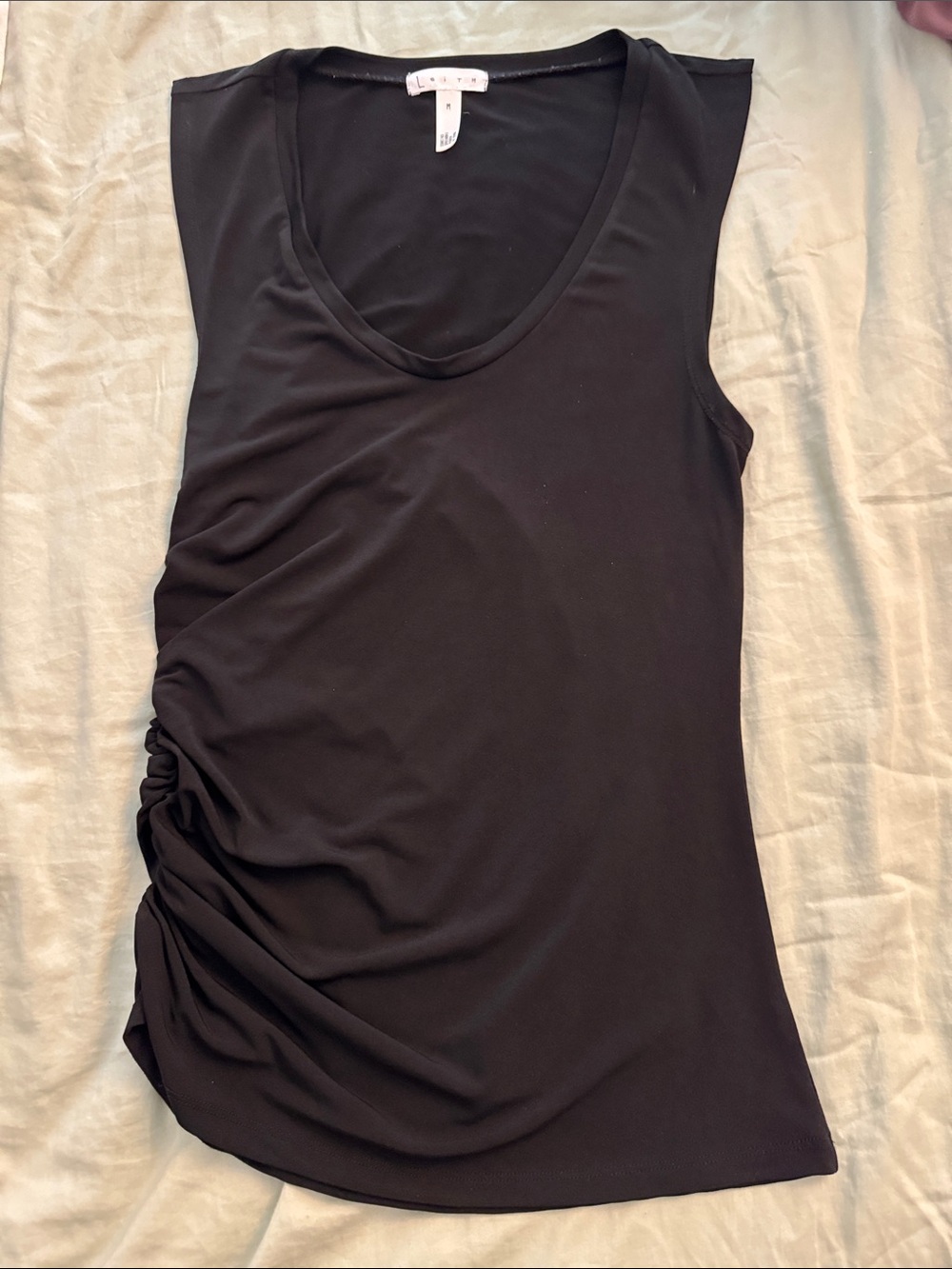Leith Black Sleeveless Ruched Tank